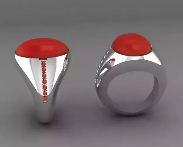 3d model two rings with coral stones 3D print model