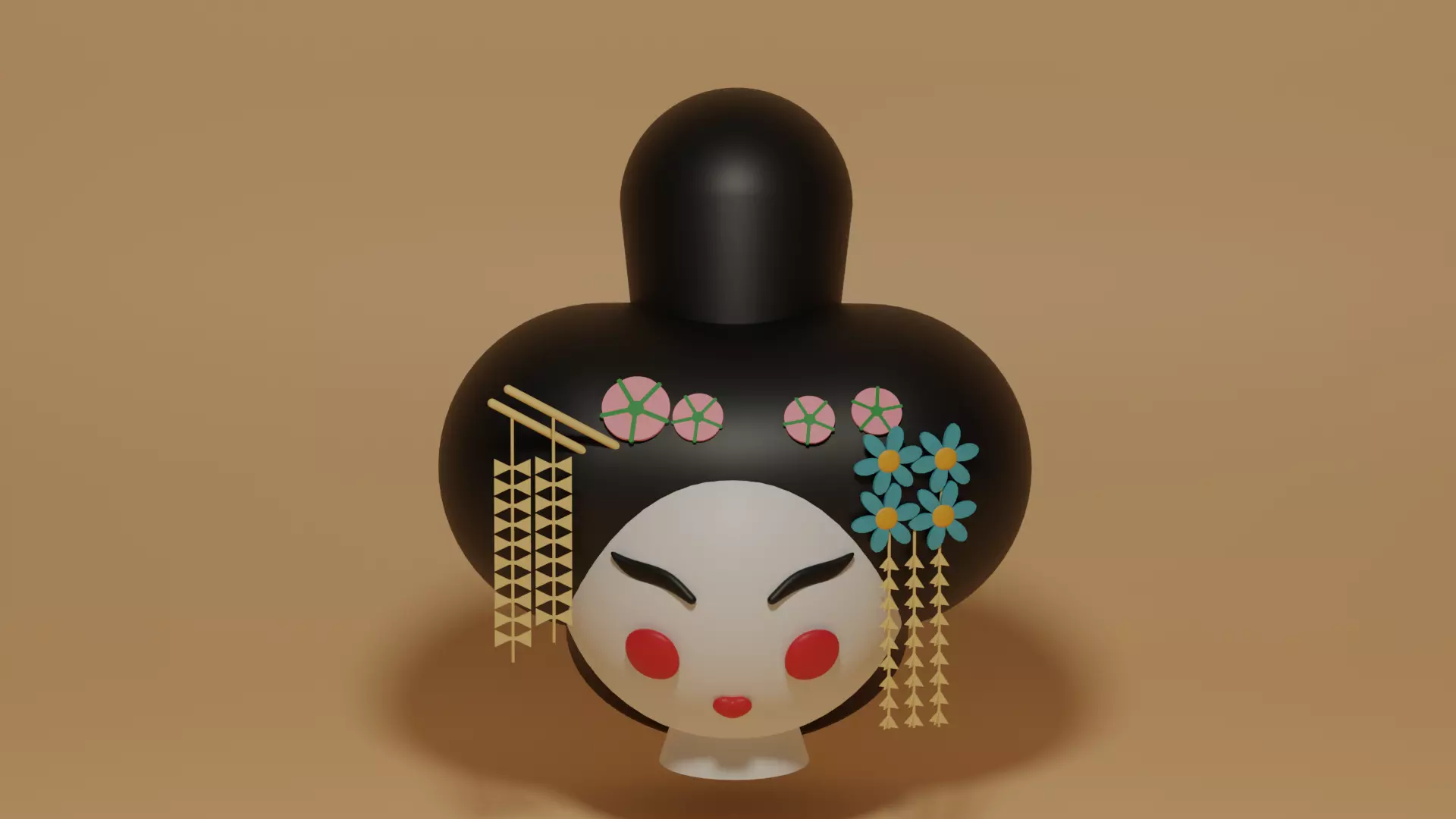 Cartoon Japanese Geisha 3D model