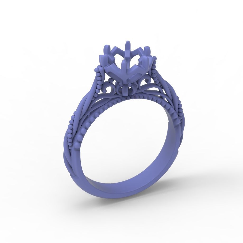 Solitaire Wedding Engagement Women Ring with Diamond 6mm 3dm stl 3D print model_14