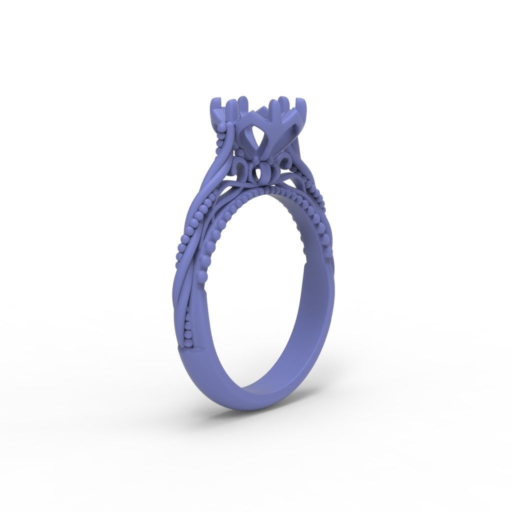 Solitaire Wedding Engagement Women Ring with Diamond 6mm 3dm stl 3D print model_18