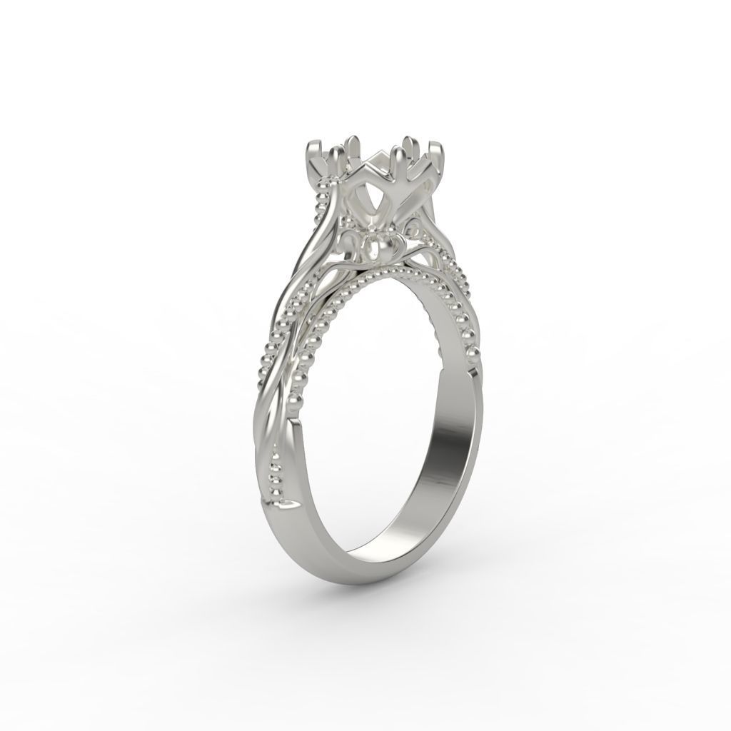 Solitaire Wedding Engagement Women Ring with Diamond 6mm 3dm stl 3D print model_24