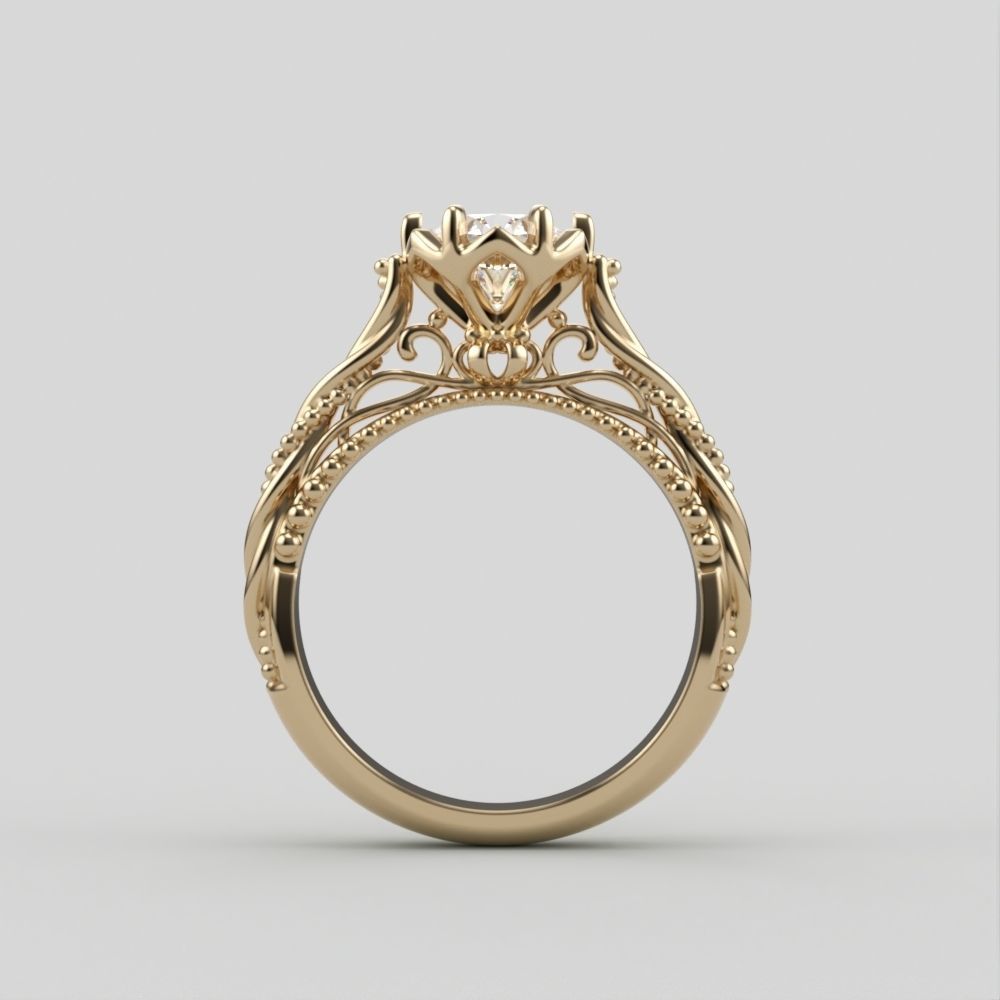 Solitaire Wedding Engagement Women Ring with Diamond 6mm 3dm stl 3D print model_1