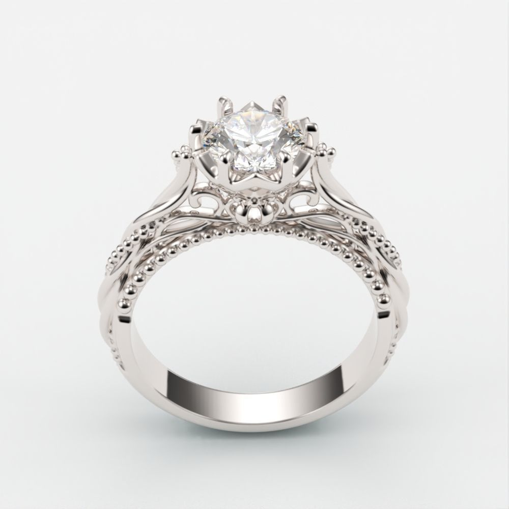 Solitaire Wedding Engagement Women Ring with Diamond 6mm 3dm stl 3D print model_3