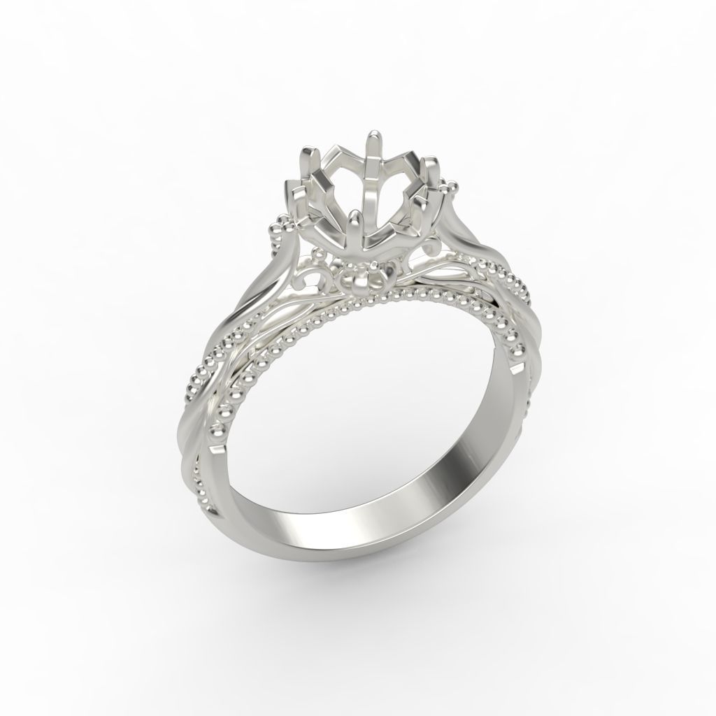 Solitaire Wedding Engagement Women Ring with Diamond 6mm 3dm stl 3D print model_22