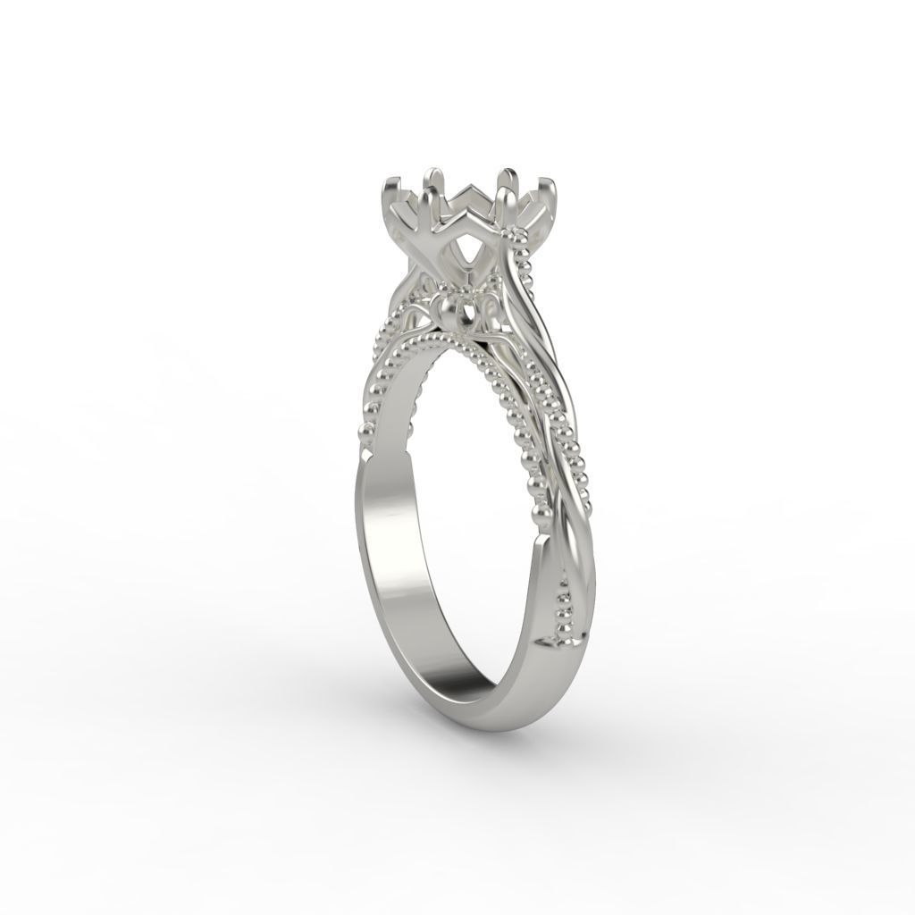 Solitaire Wedding Engagement Women Ring with Diamond 6mm 3dm stl 3D print model_25