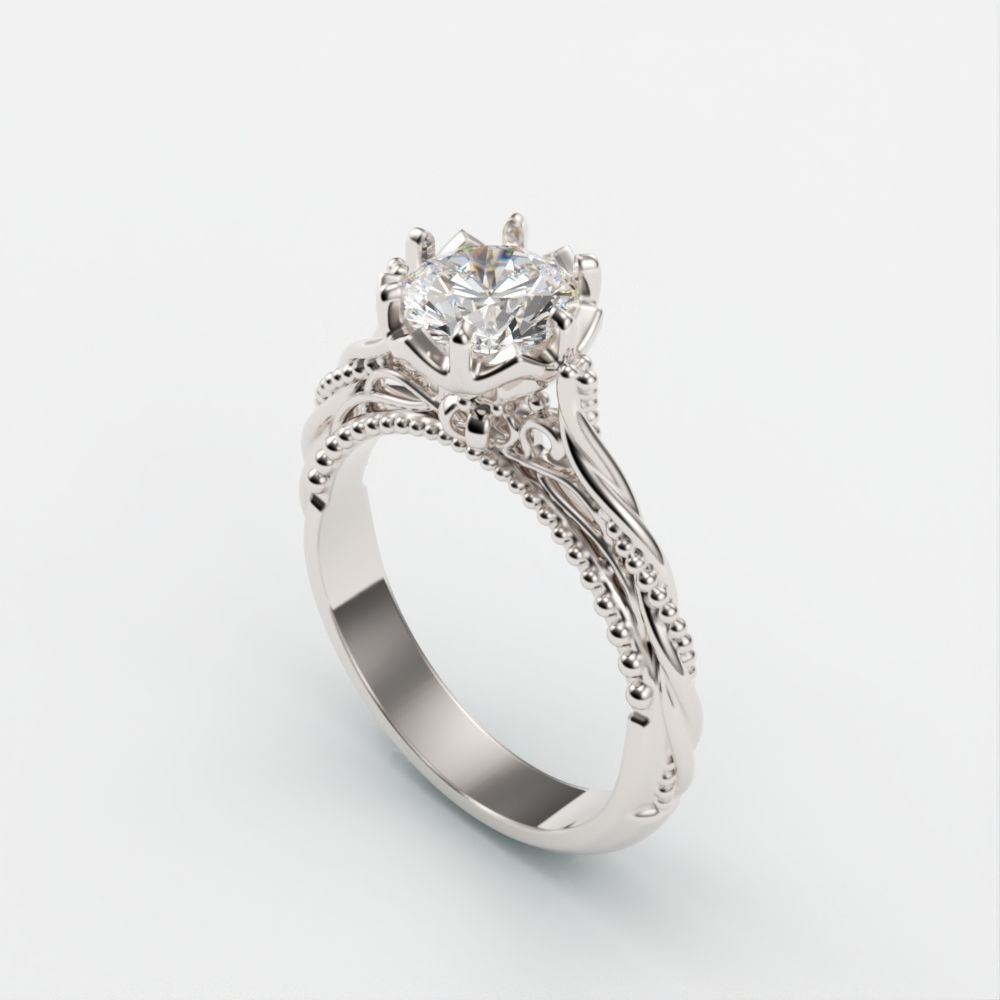 Solitaire Wedding Engagement Women Ring with Diamond 6mm 3dm stl 3D print model_4