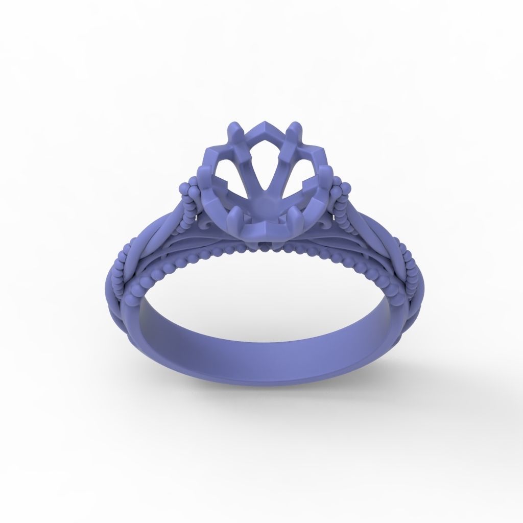 Solitaire Wedding Engagement Women Ring with Diamond 6mm 3dm stl 3D print model_13