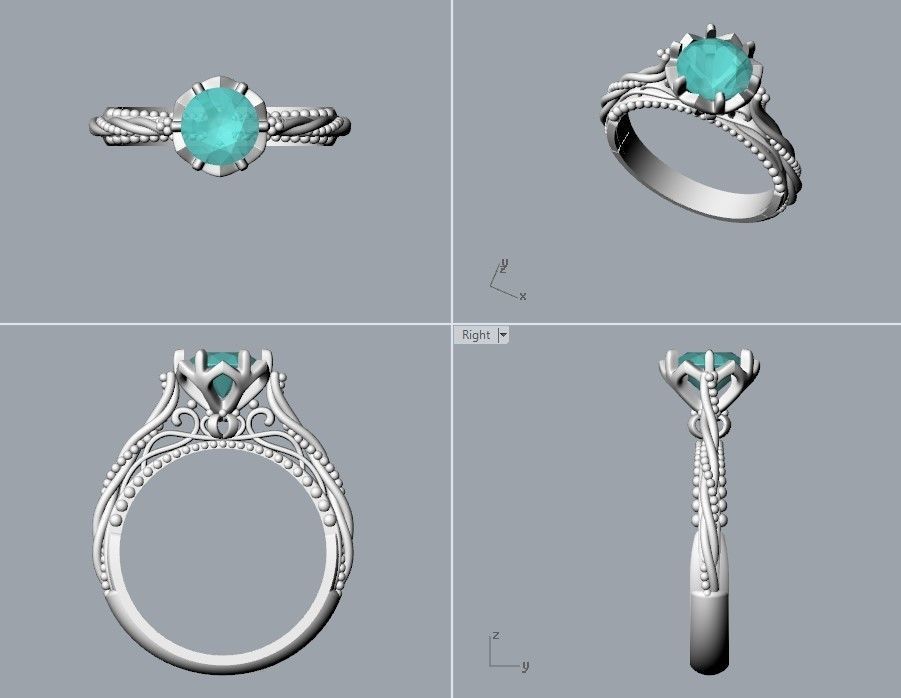 Solitaire Wedding Engagement Women Ring with Diamond 6mm 3dm stl 3D print model_27