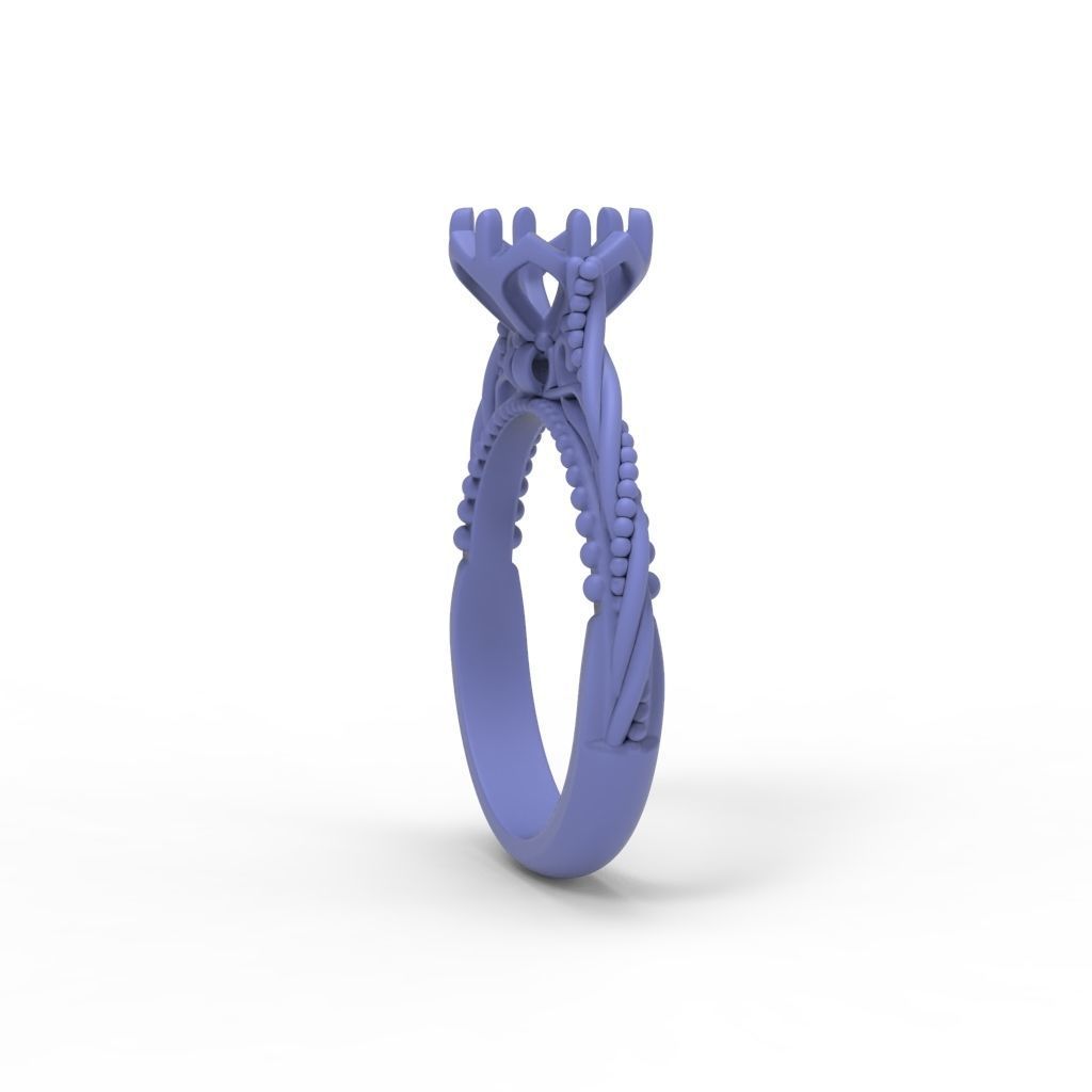 Solitaire Wedding Engagement Women Ring with Diamond 6mm 3dm stl 3D print model_17