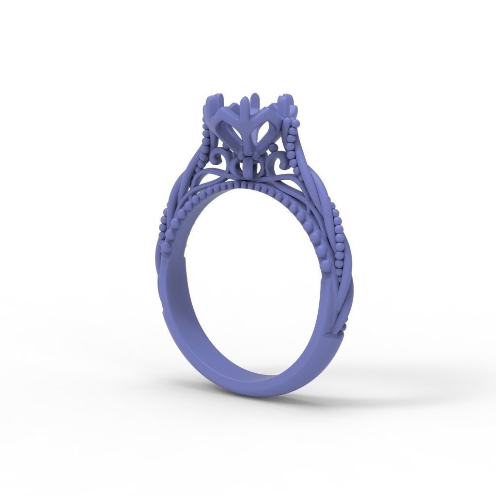 Solitaire Wedding Engagement Women Ring with Diamond 6mm 3dm stl 3D print model_16