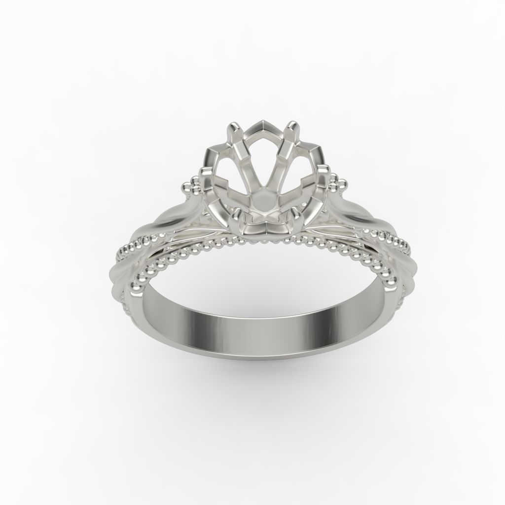 Solitaire Wedding Engagement Women Ring with Diamond 6mm 3dm stl 3D print model_26