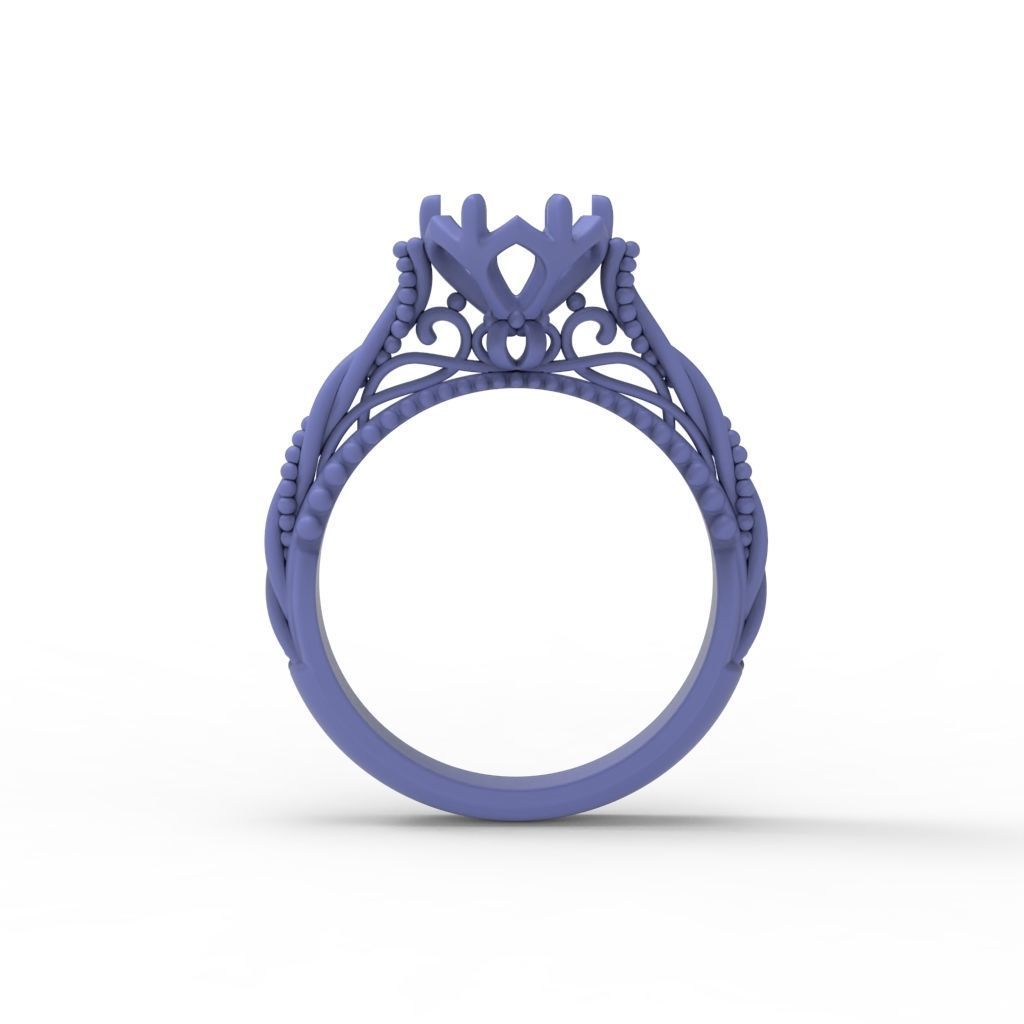 Solitaire Wedding Engagement Women Ring with Diamond 6mm 3dm stl 3D print model_15