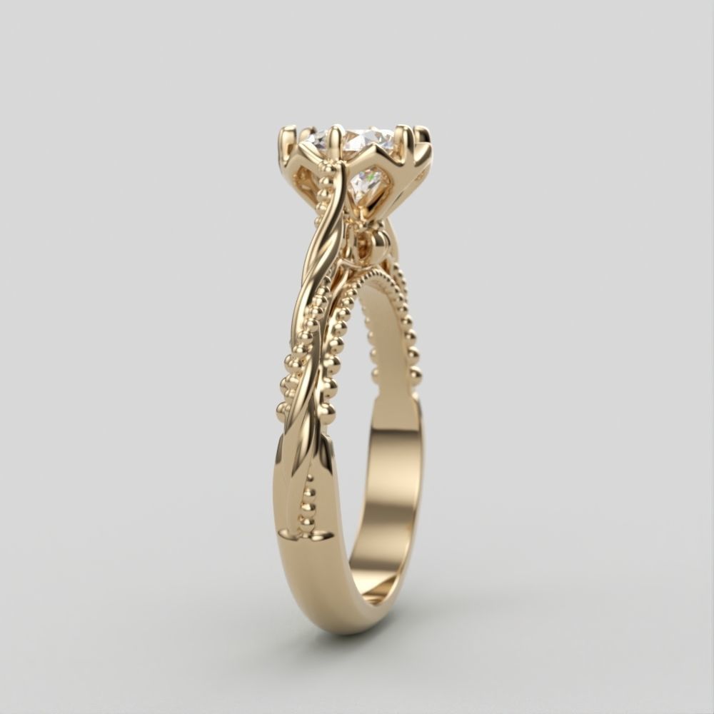 Solitaire Wedding Engagement Women Ring with Diamond 6mm 3dm stl 3D print model_12