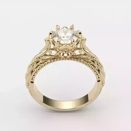 Solitaire Wedding Engagement Women Ring with Diamond 6mm 3dm stl 3D print model