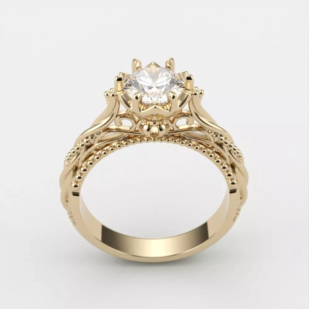 Solitaire Wedding Engagement Women Ring with Diamond 6mm 3dm stl 3D print model_0