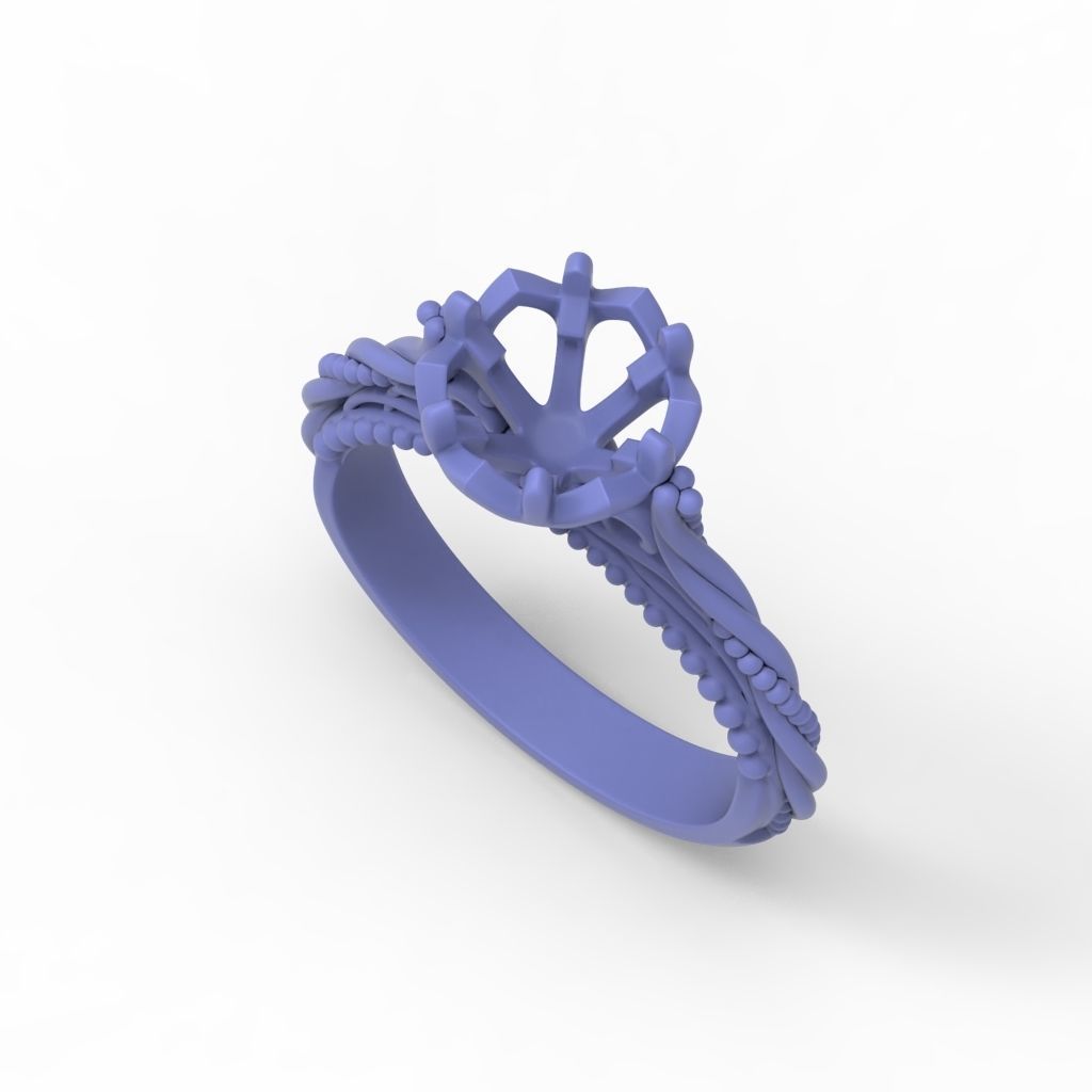 Solitaire Wedding Engagement Women Ring with Diamond 6mm 3dm stl 3D print model_21