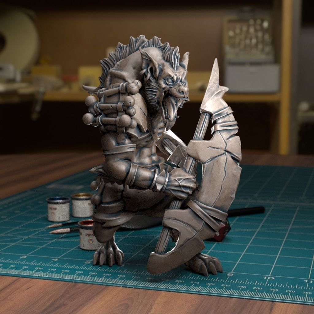 Gnoll Twin Blade - Pre-Supported 3D print model_4