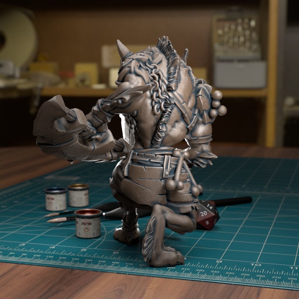Gnoll Twin Blade - Pre-Supported 3D print model_3