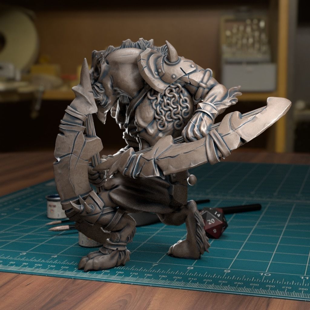 Gnoll Twin Blade - Pre-Supported 3D print model_2