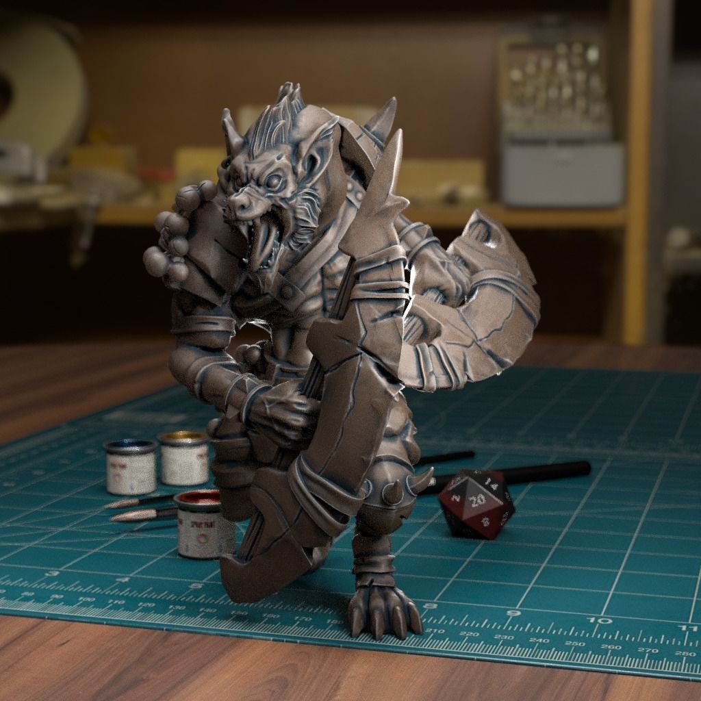 Gnoll Twin Blade - Pre-Supported 3D print model_1