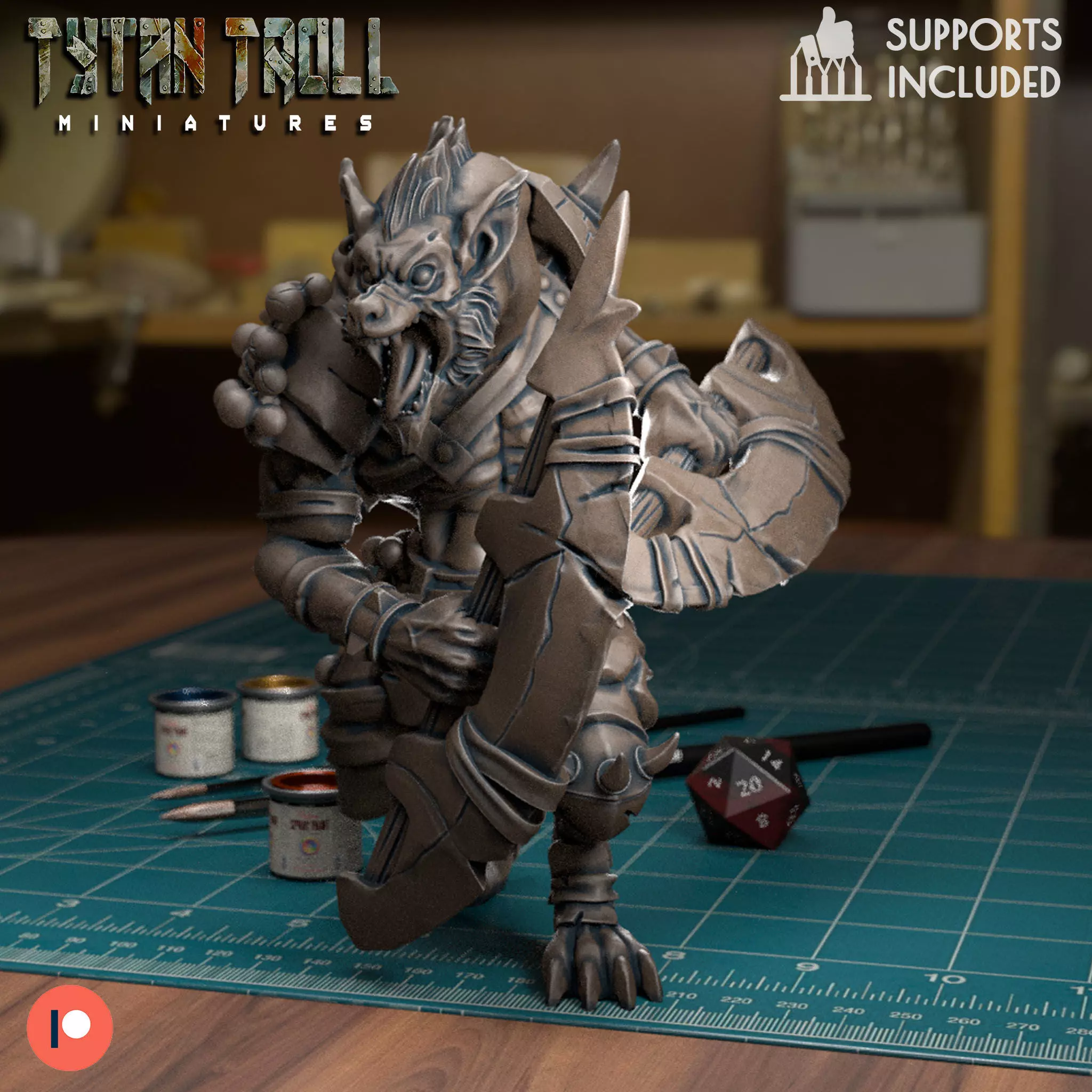 Gnoll Twin Blade - Pre-Supported 3D print model_0