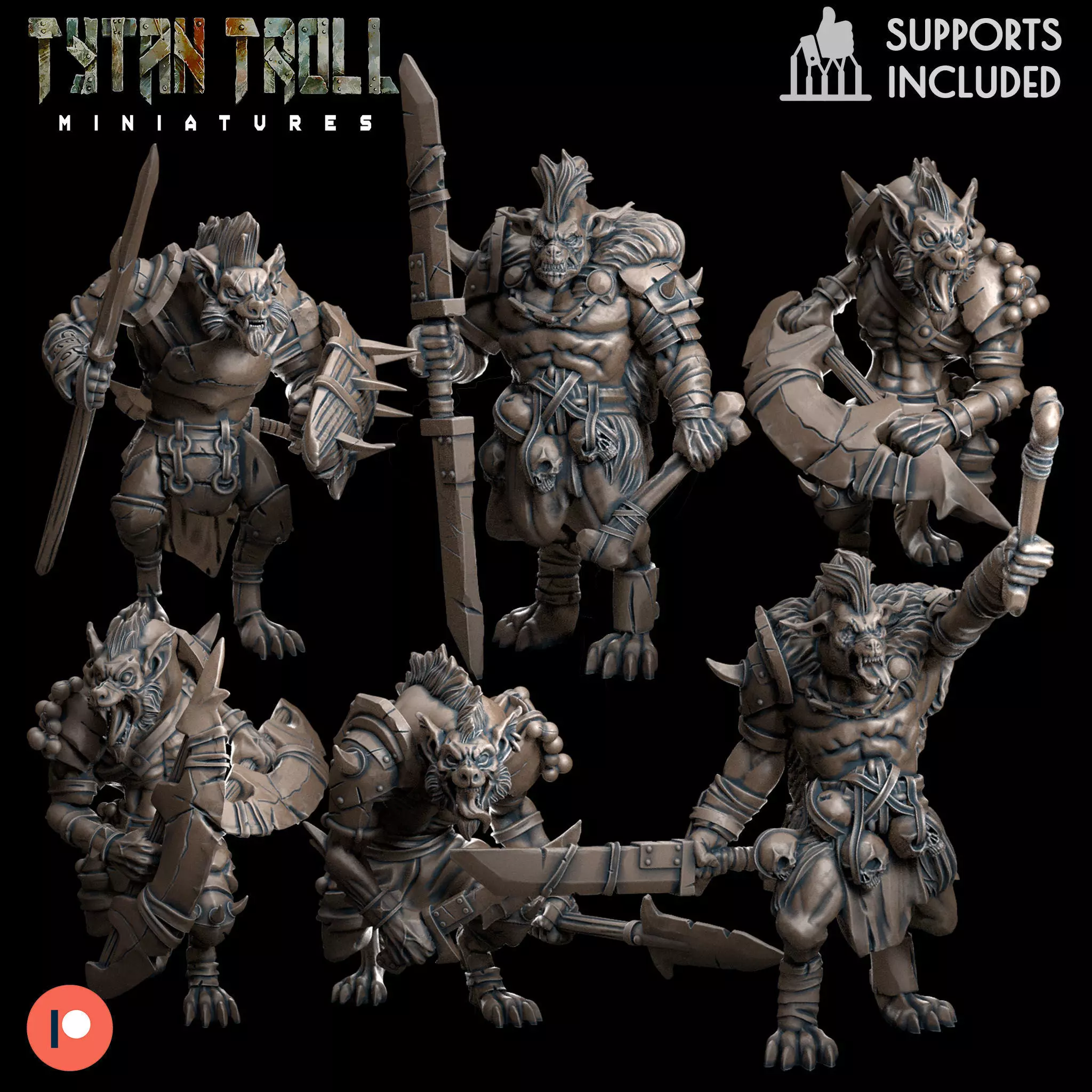 Gnoll Pack - Pre-Supported 3D print model