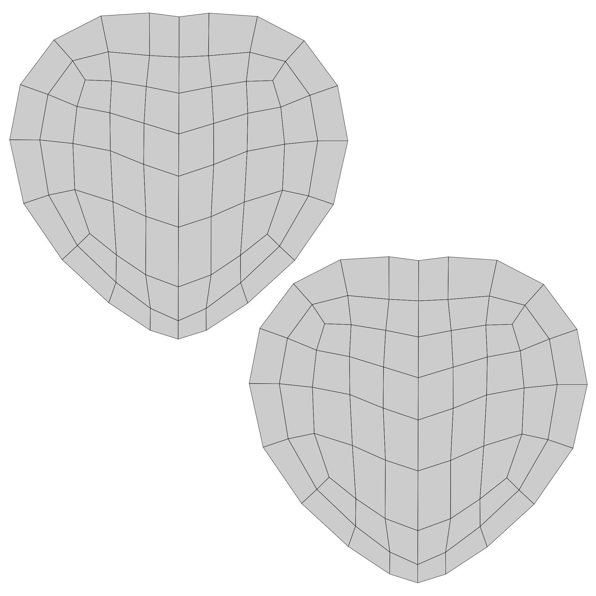 Red Metallic Heart Low-poly 3D model_19