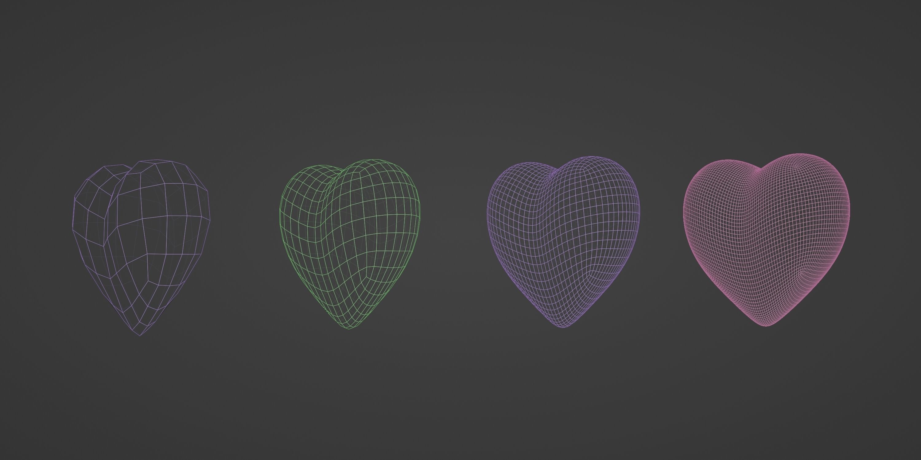 Red Metallic Heart Low-poly 3D model_15