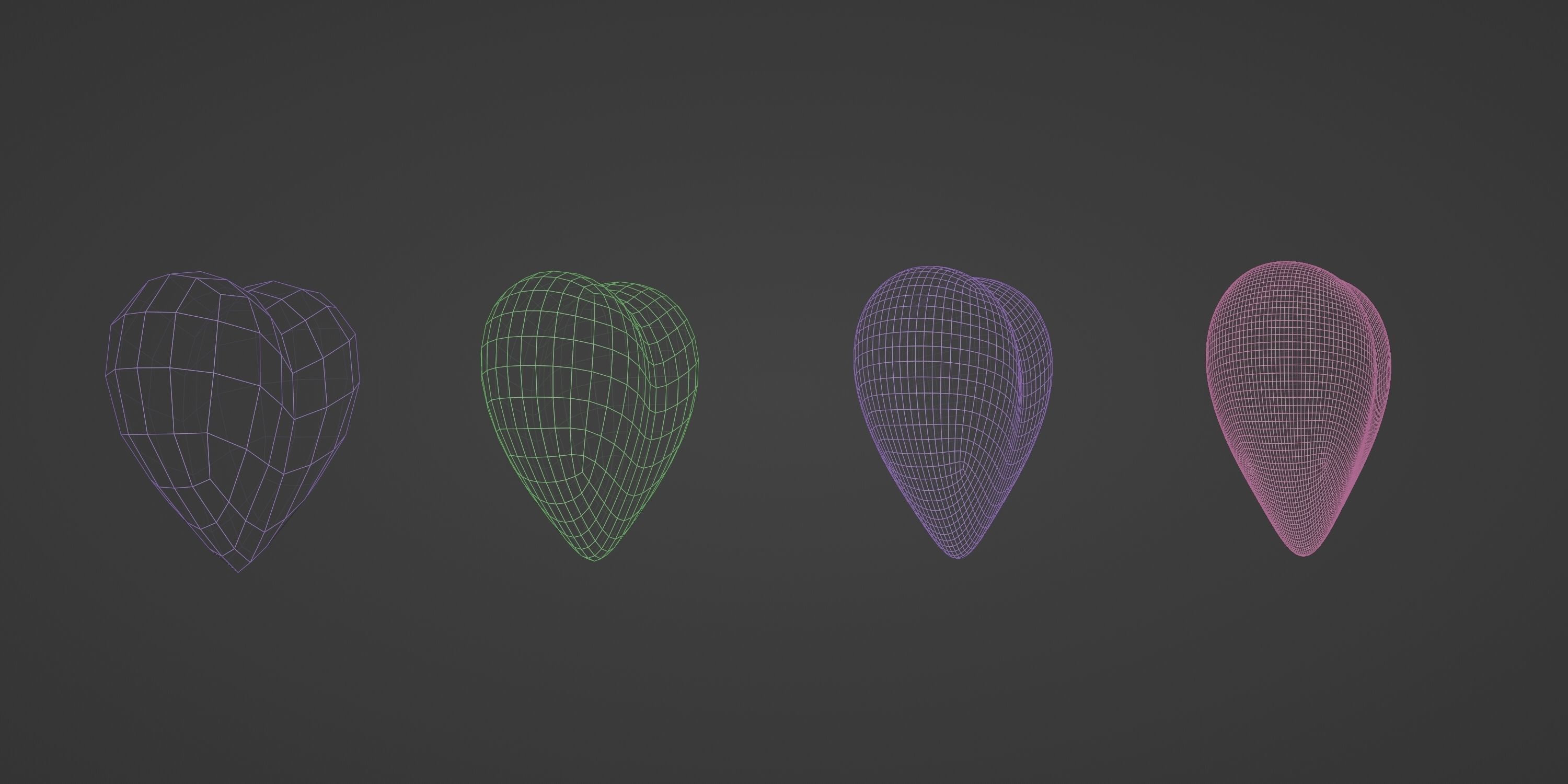 Red Metallic Heart Low-poly 3D model_16