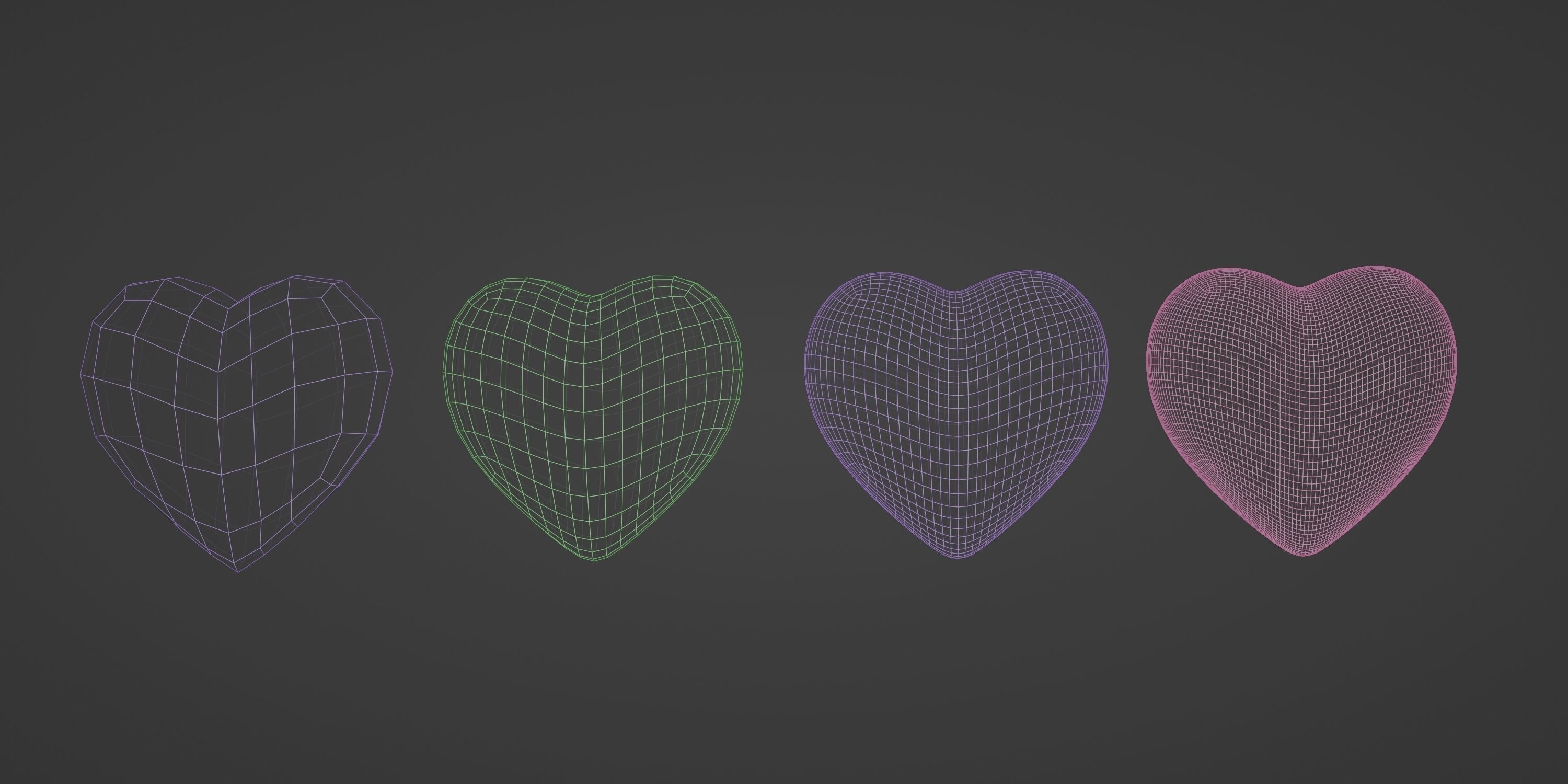 Red Metallic Heart Low-poly 3D model_14