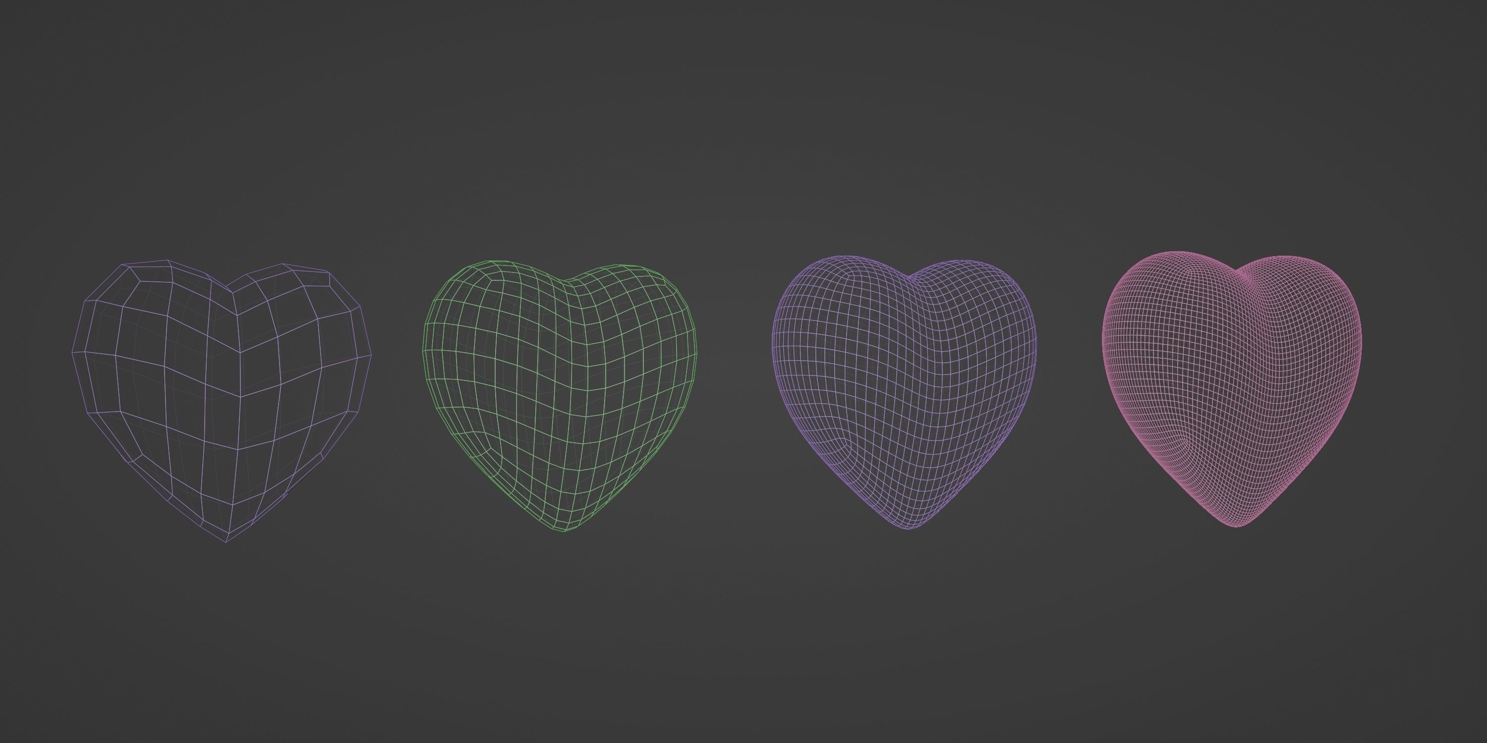 Red Metallic Heart Low-poly 3D model_17