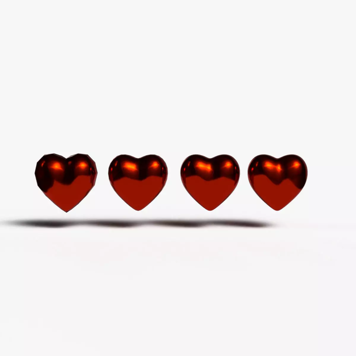 Red Metallic Heart Low-poly 3D model_0