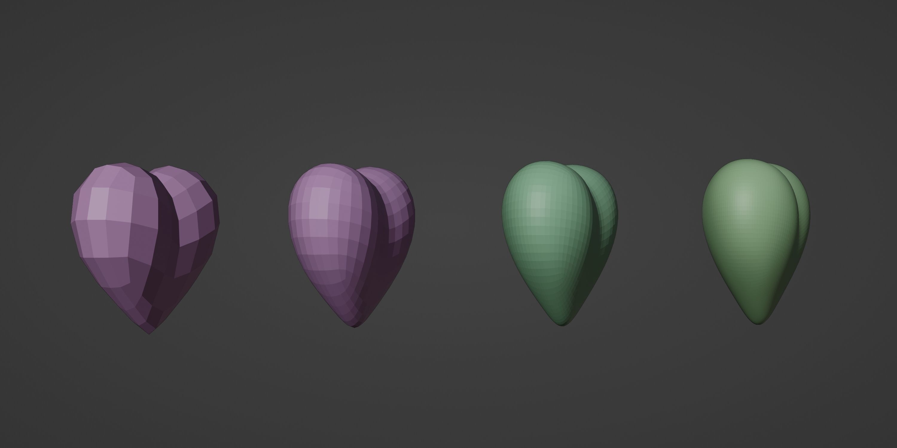 Red Metallic Heart Low-poly 3D model_7