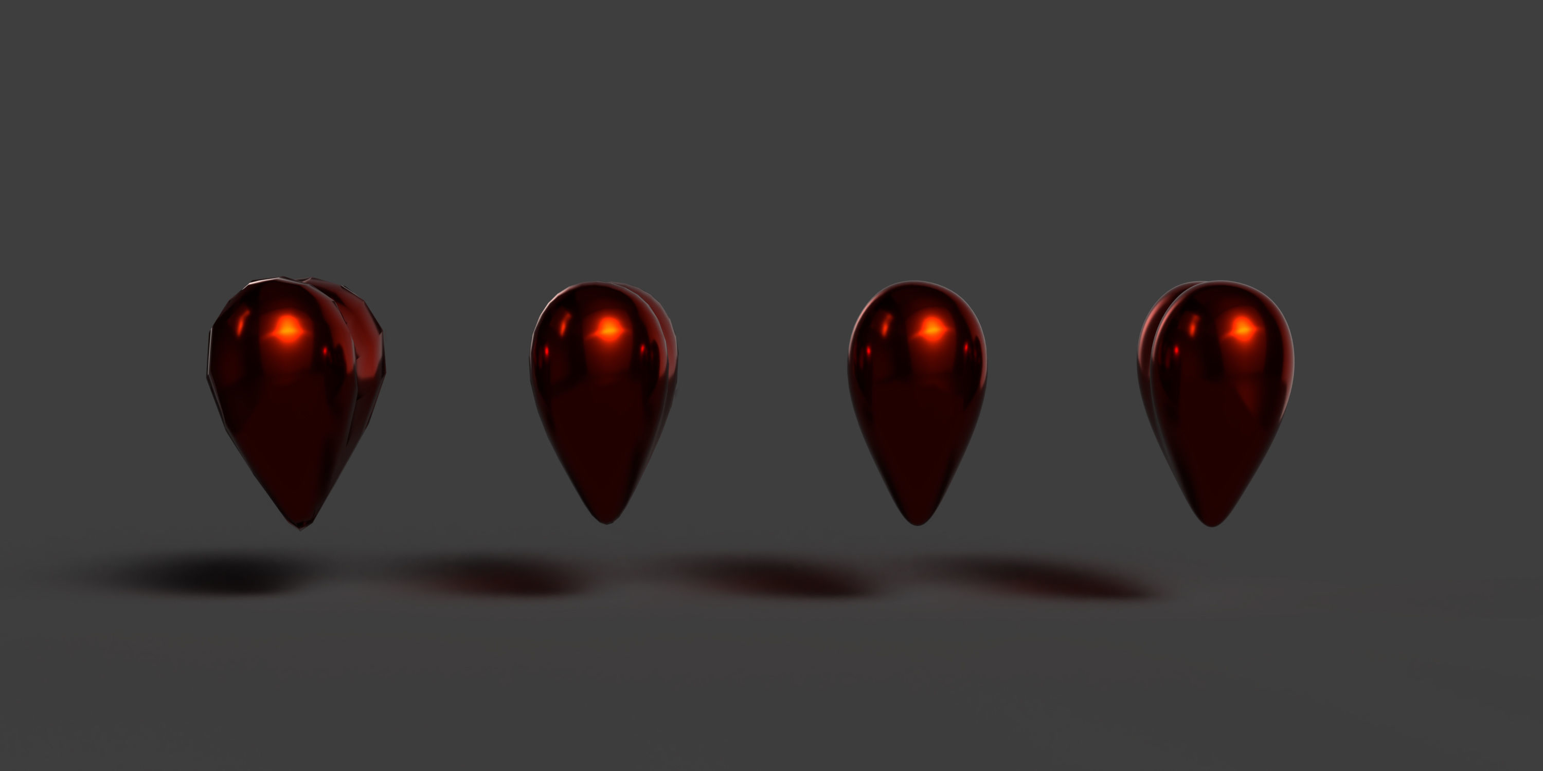 Red Metallic Heart Low-poly 3D model_3