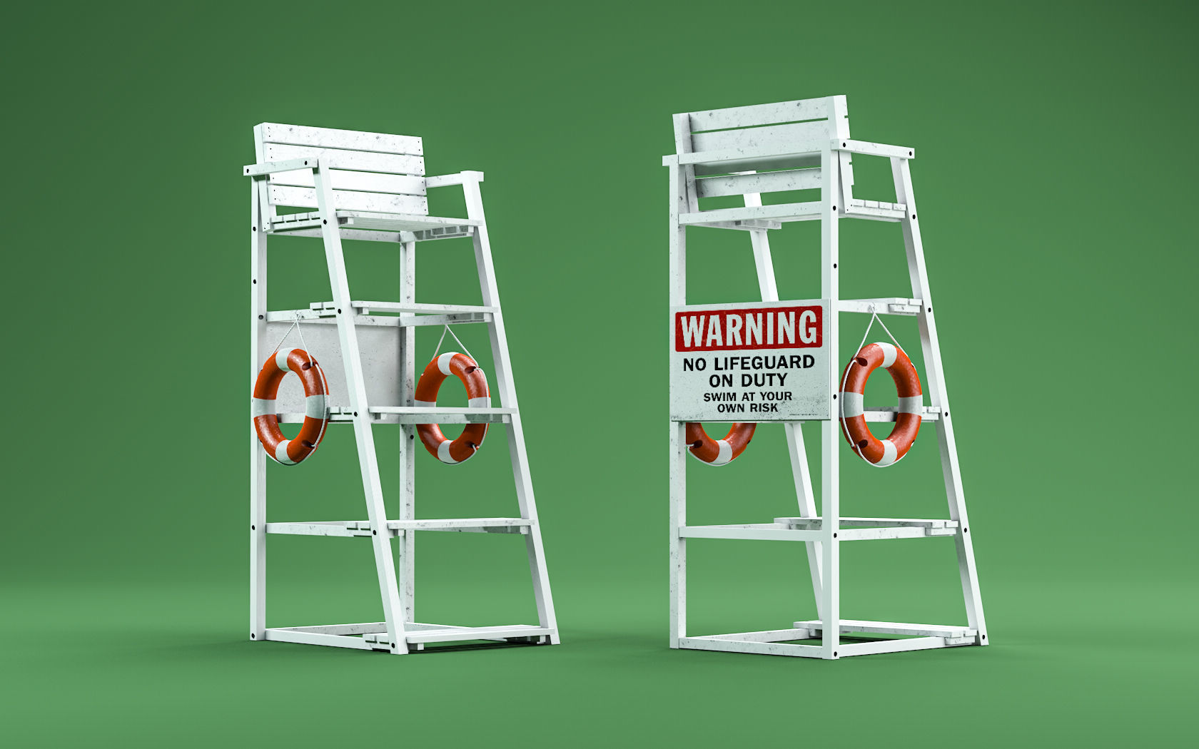 Vintage Lifeguard Beach Chair 3D model_2