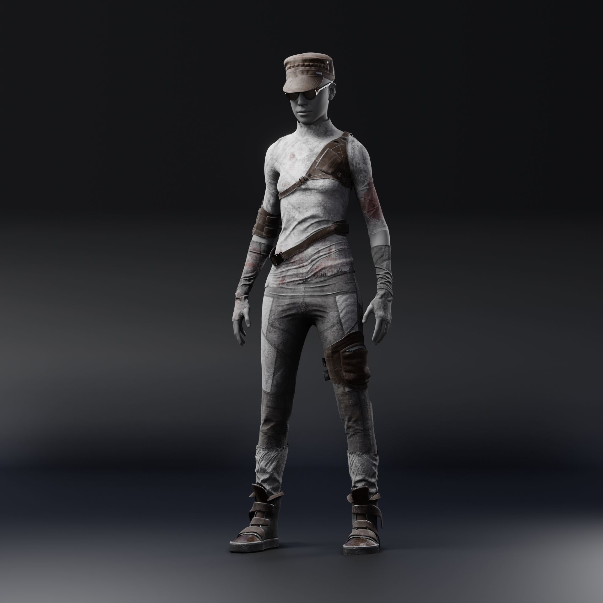 Custom female outfit for Metahuman character Low-poly 3D model_9