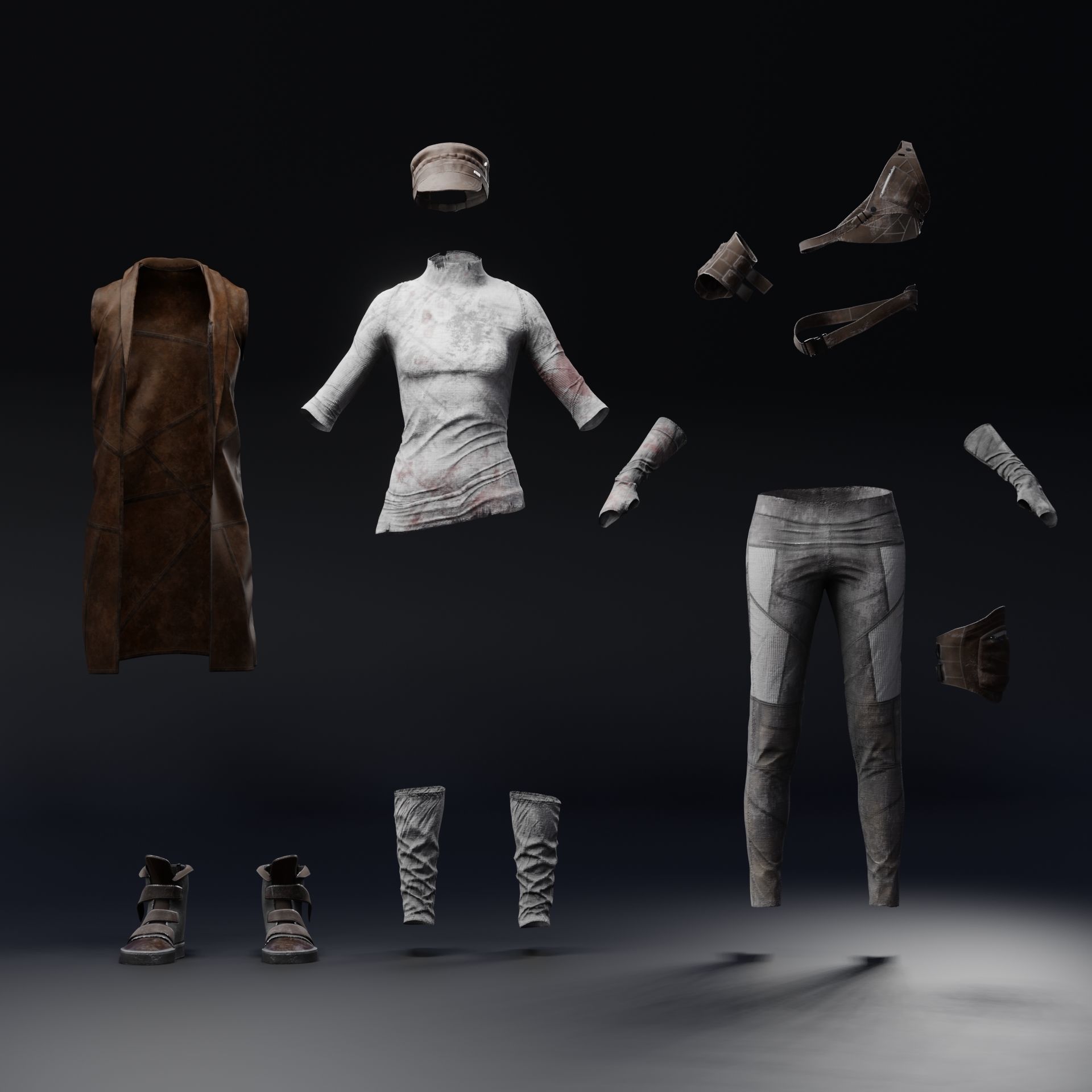 Custom female outfit for Metahuman character Low-poly 3D model_10