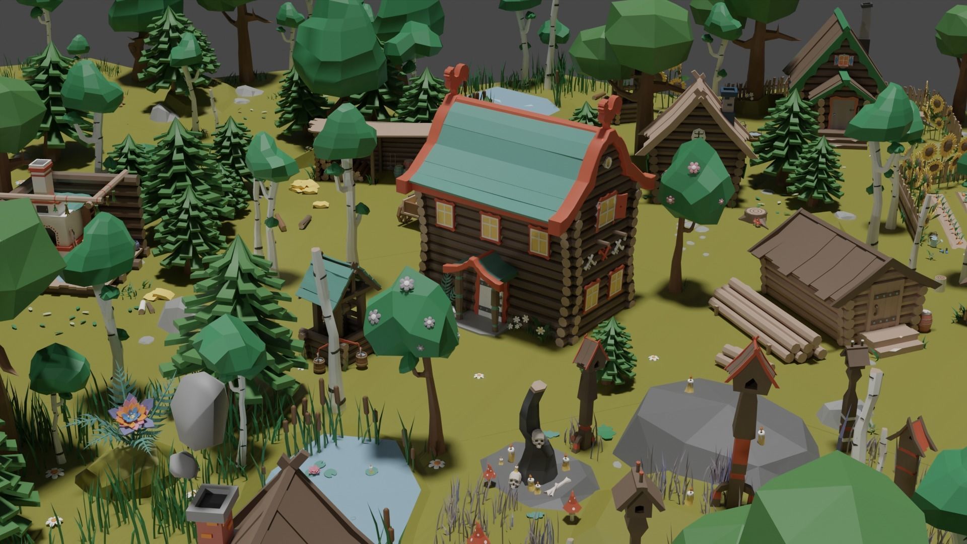 Low Poly Tiles Slavic Style Set Low-poly 3D model_5