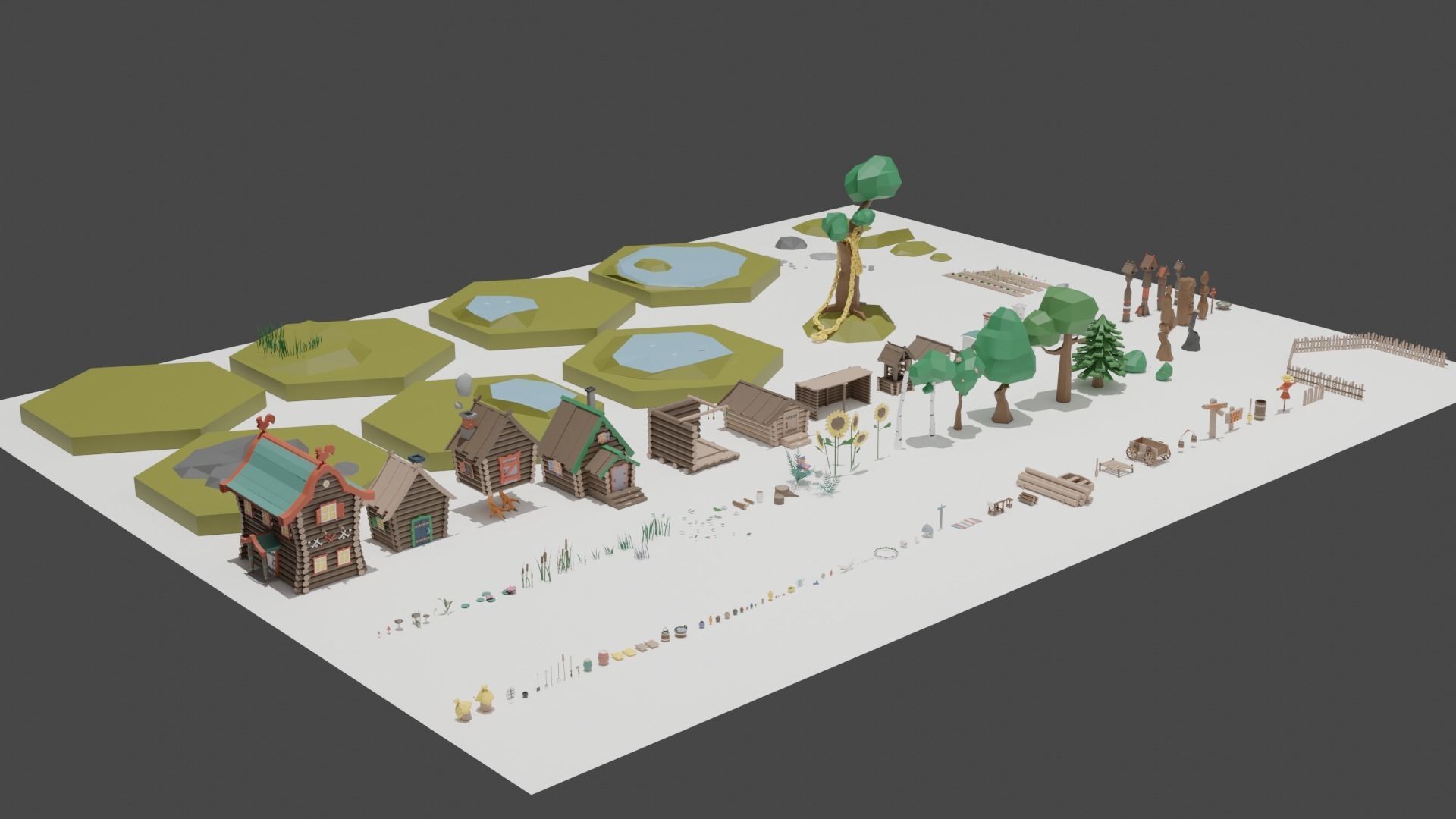 Low Poly Tiles Slavic Style Set Low-poly 3D model_23
