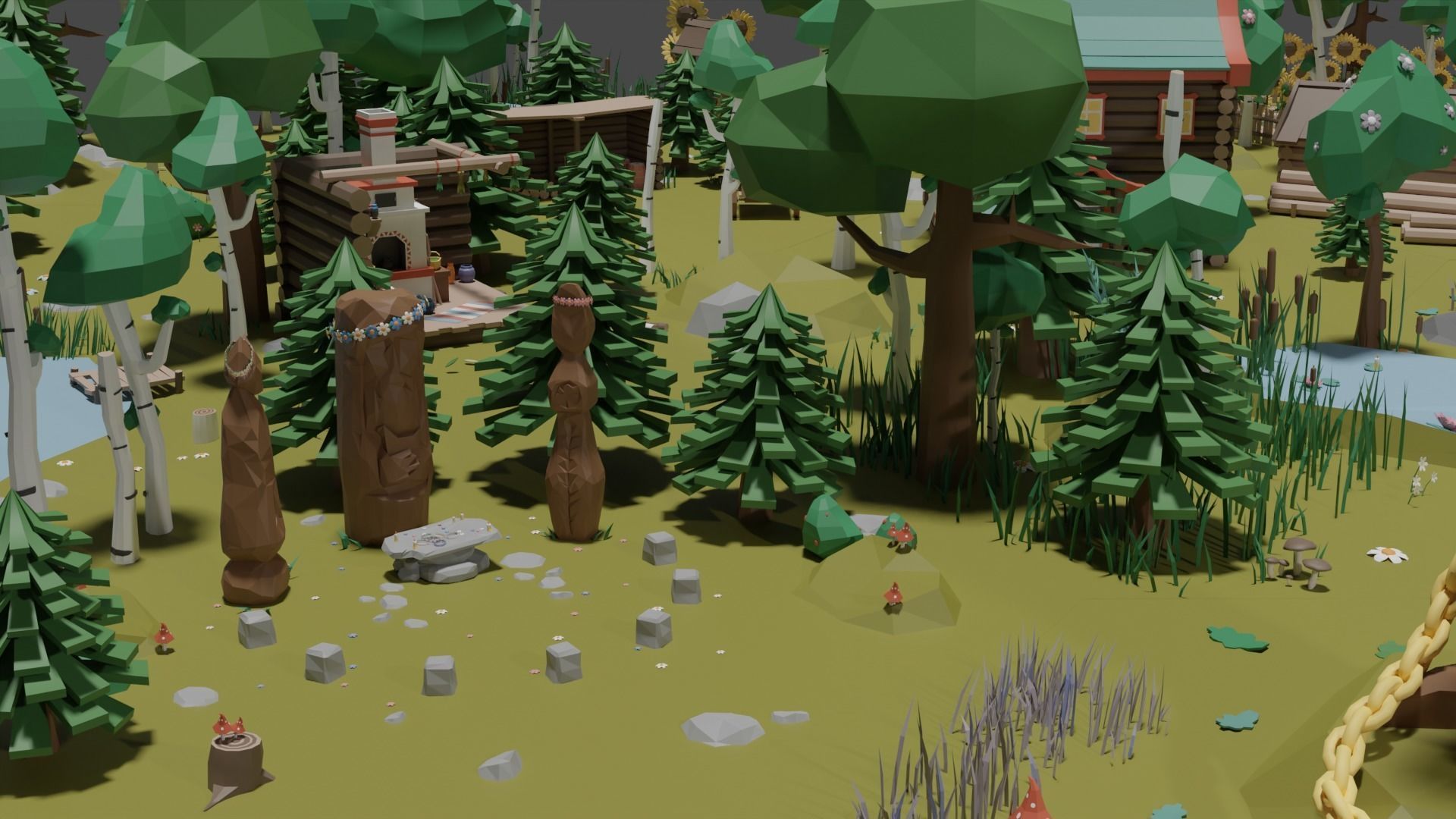 Low Poly Tiles Slavic Style Set Low-poly 3D model_7