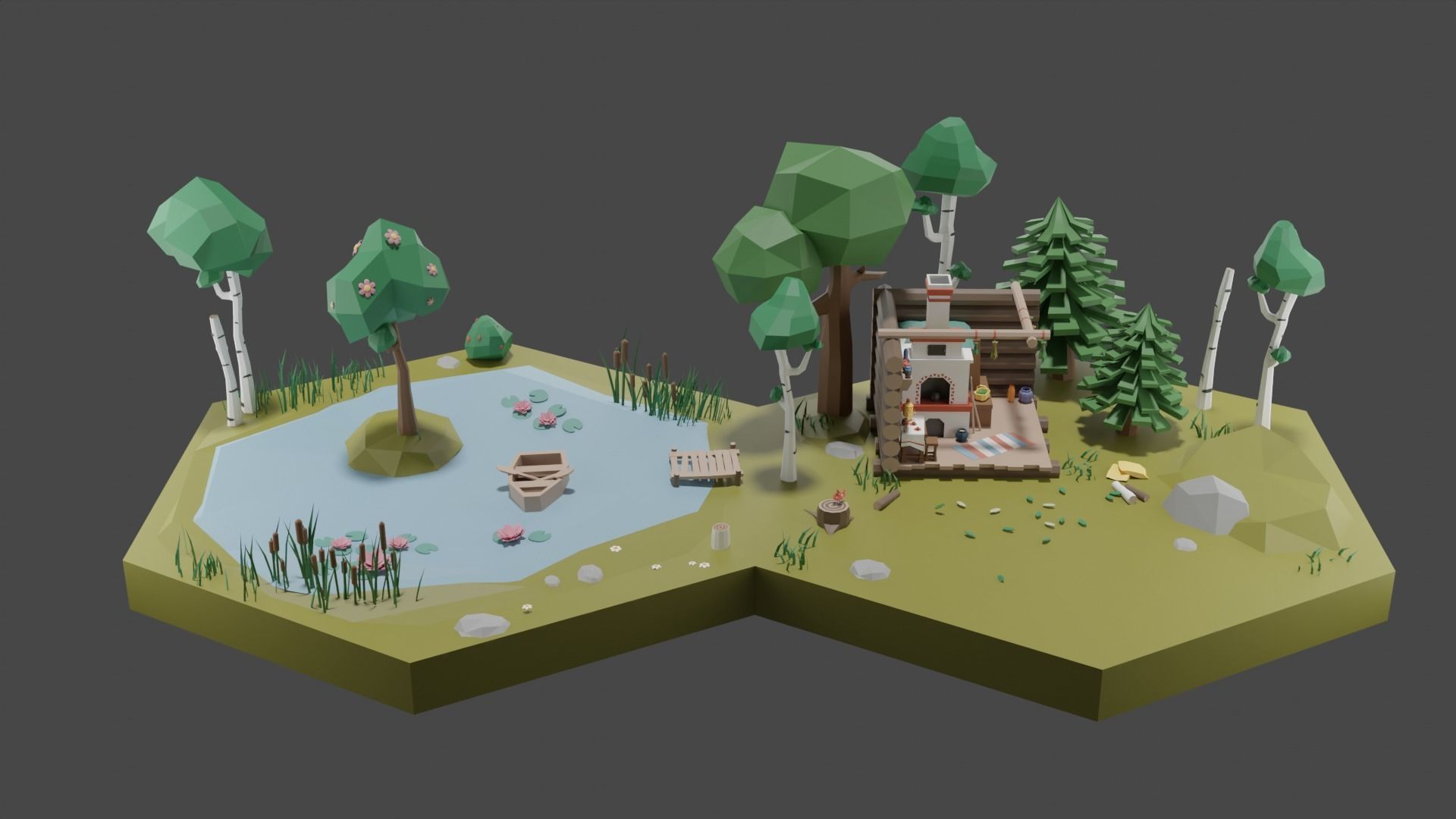Low Poly Tiles Slavic Style Set Low-poly 3D model_16