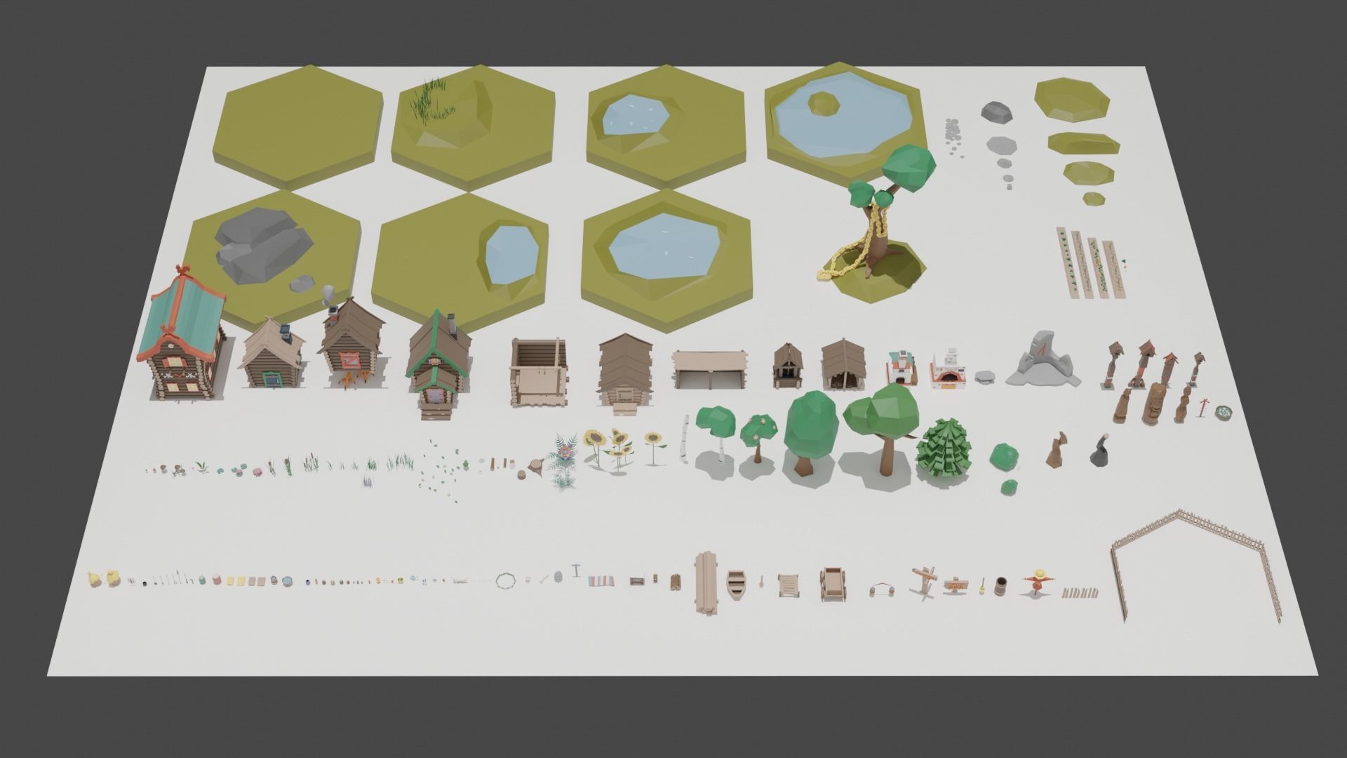 Low Poly Tiles Slavic Style Set Low-poly 3D model_21