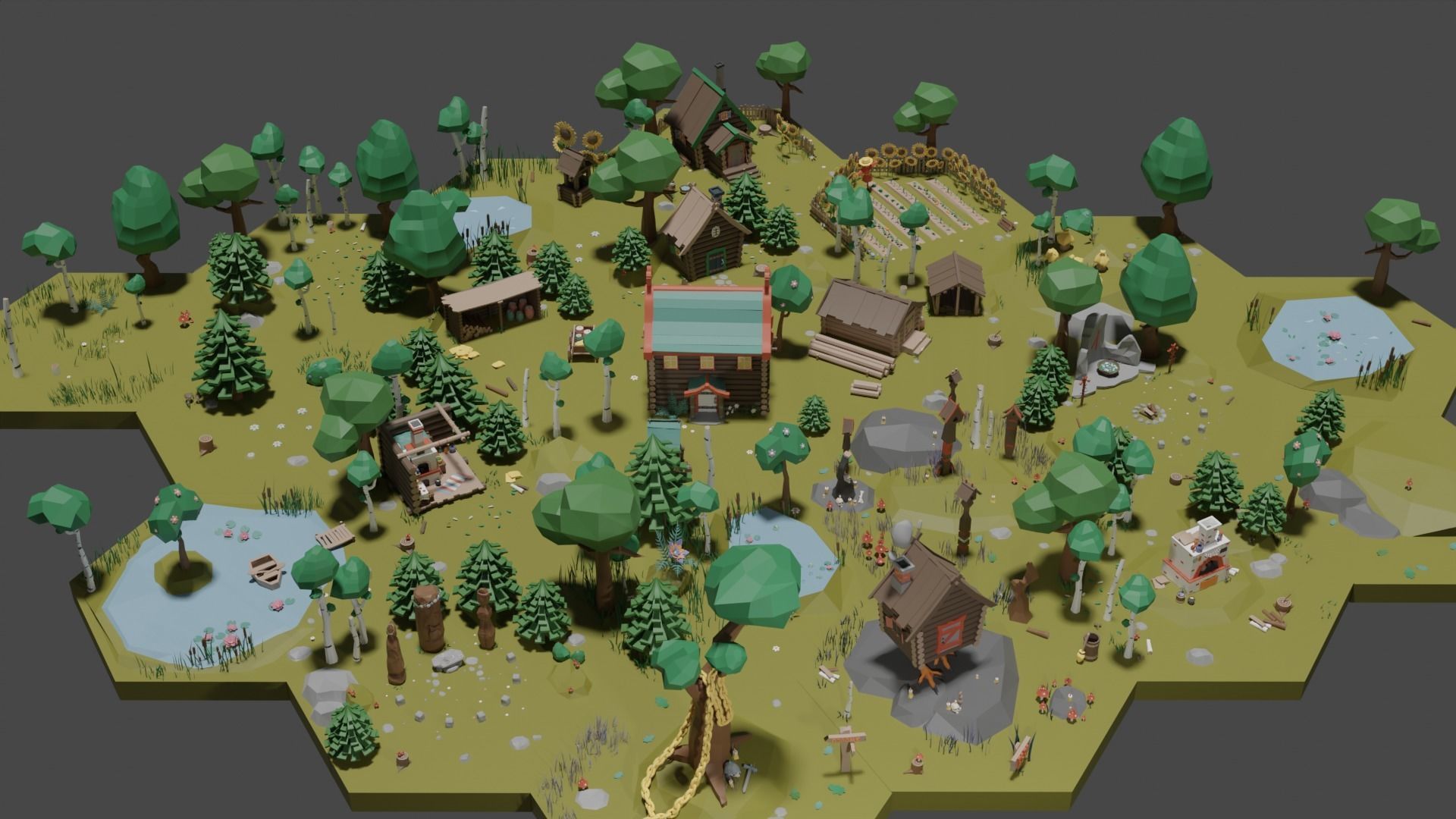 Low Poly Tiles Slavic Style Set Low-poly 3D model_4