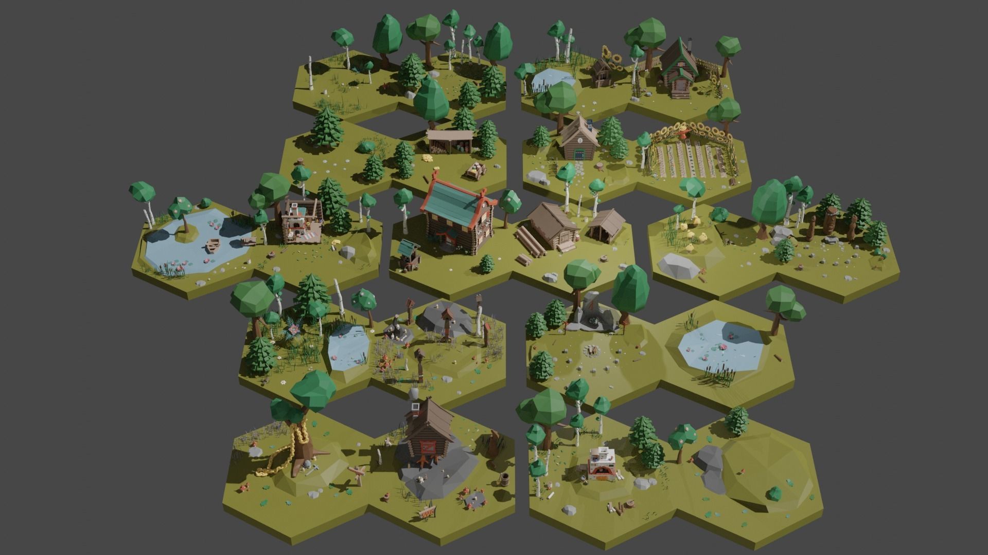 Low Poly Tiles Slavic Style Set Low-poly 3D model_8