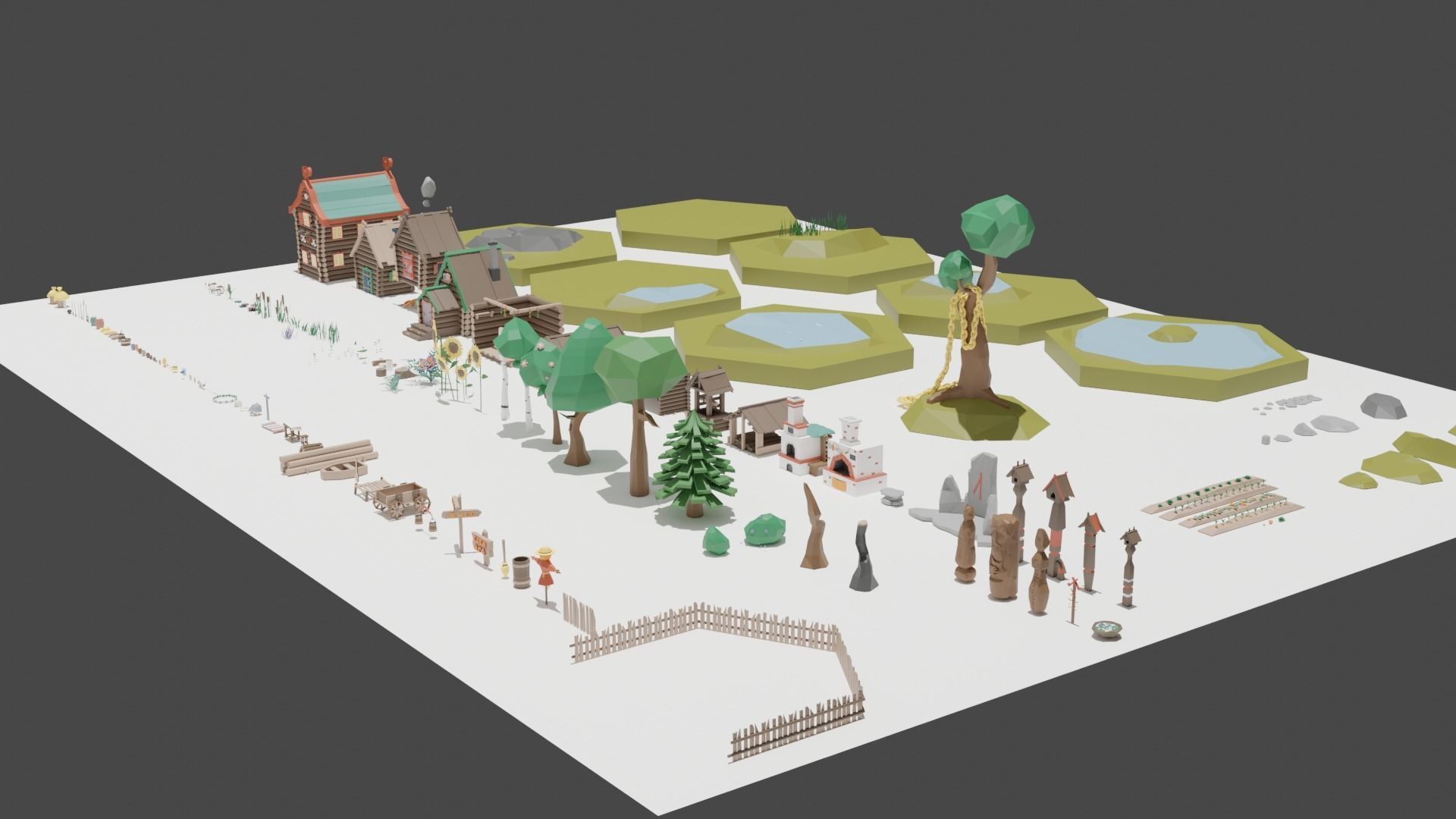 Low Poly Tiles Slavic Style Set Low-poly 3D model_22
