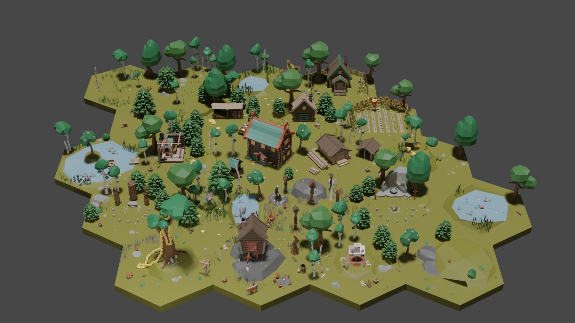 Low Poly Tiles Slavic Style Set Low-poly 3D model_2