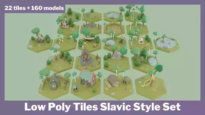 Low Poly Tiles Slavic Style Set Low-poly 3D model Low Poly Tiles Slavic Style Set Low-poly 3D model