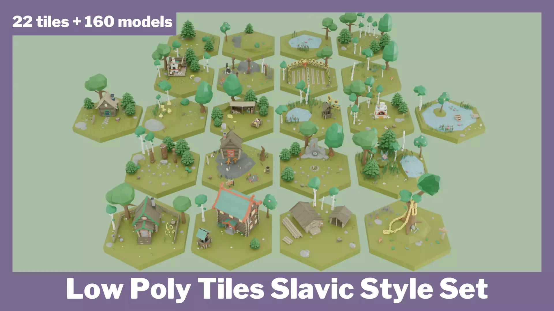 Low Poly Tiles Slavic Style Set Low-poly 3D model_0