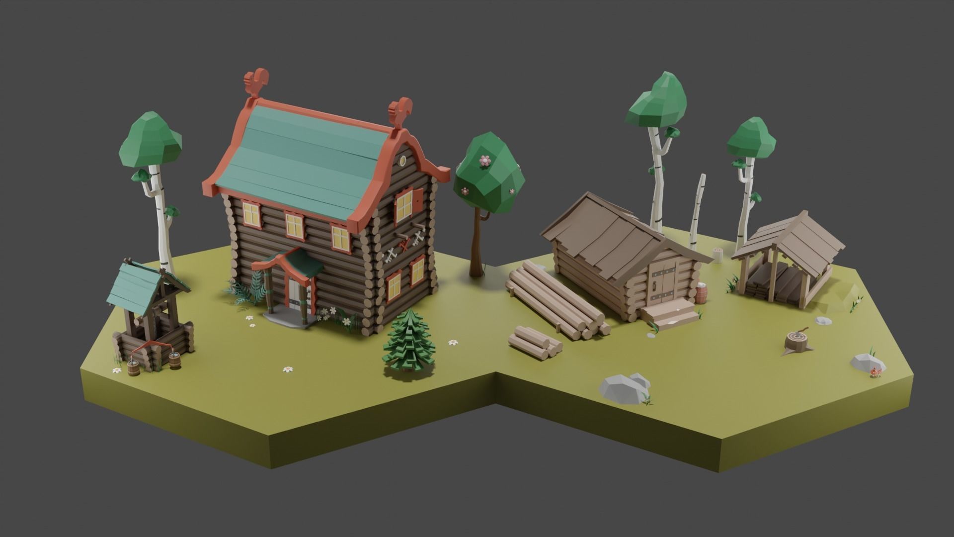 Low Poly Tiles Slavic Style Set Low-poly 3D model_15