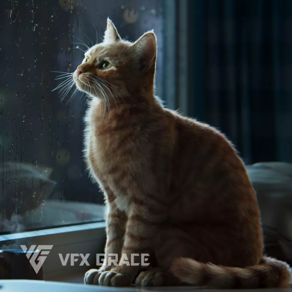 Orange Cat Animated VFX Grace 3D model_0